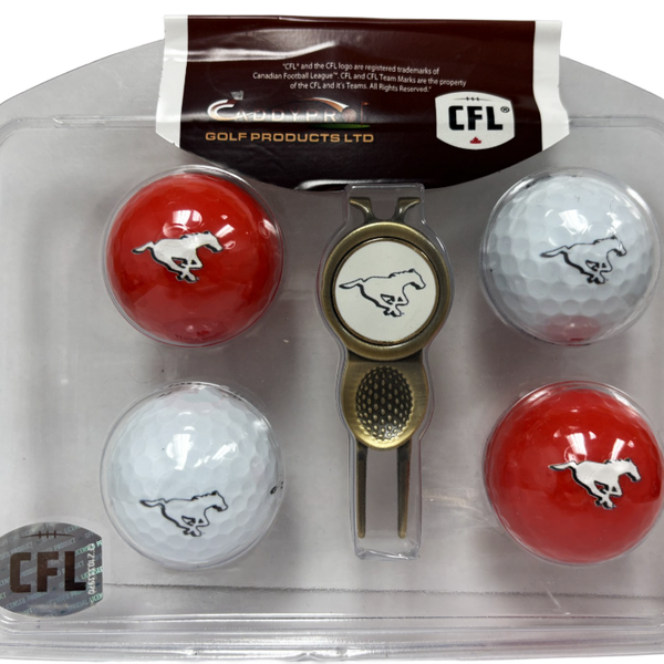 Calgary Stampeders Divot Tool & 4 Ball Gift Set (Mixed Balls)