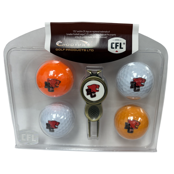 BC Lions Divot Tool & 4 Ball Gift Set (Mixed Balls)