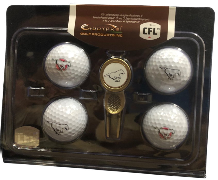 Calgary Stampeders Divot Tool & 4 Ball Gift Set (White Balls)