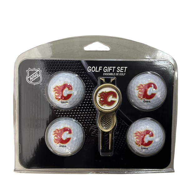 Calgary Flames Divot Tool & 4 Ball Gift Set